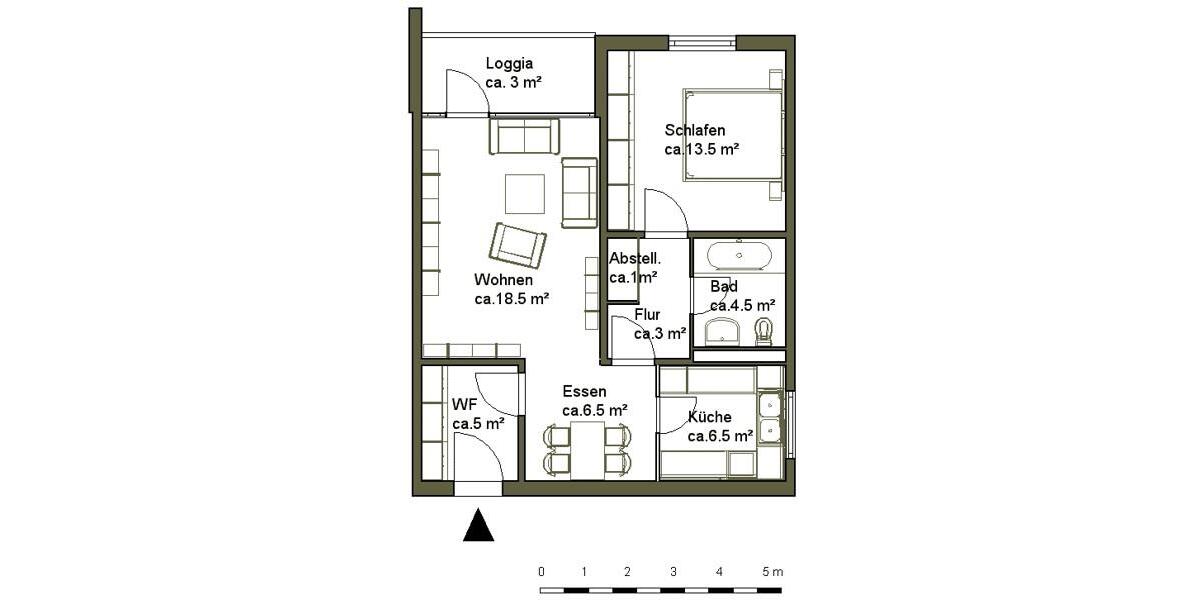 Etagenwohnung Hannover Bothfeld-Vahrenheide - 2 Zimmer, 61 m&sup2;, 571&euro; | Angebot:24474601