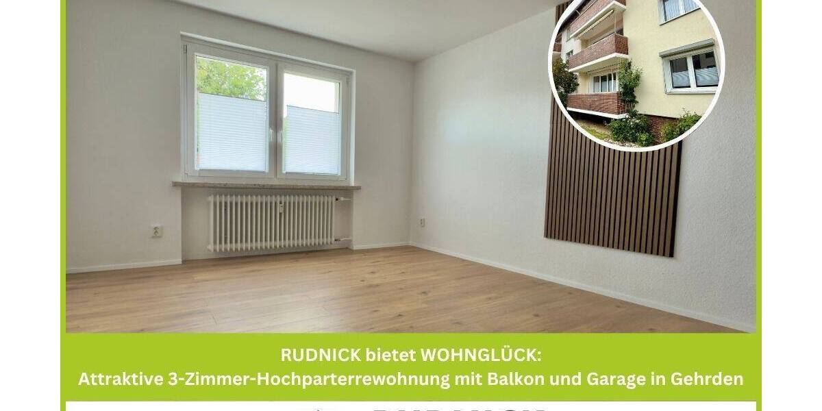 RUDNICK bietet WOHNGLÜCK: Attraktive 3-Zimmer-Hochparterrewohnung mit Balkon und Garage in Gehrden 3 zimmer