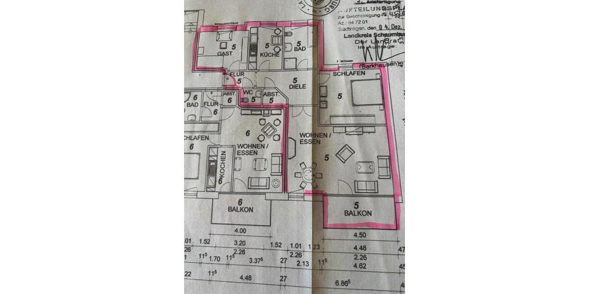 Etagenwohnung Bad Nenndorf - 3 Zimmer, 95 m&sup2;, 289.000&euro; | Angebot:27102609