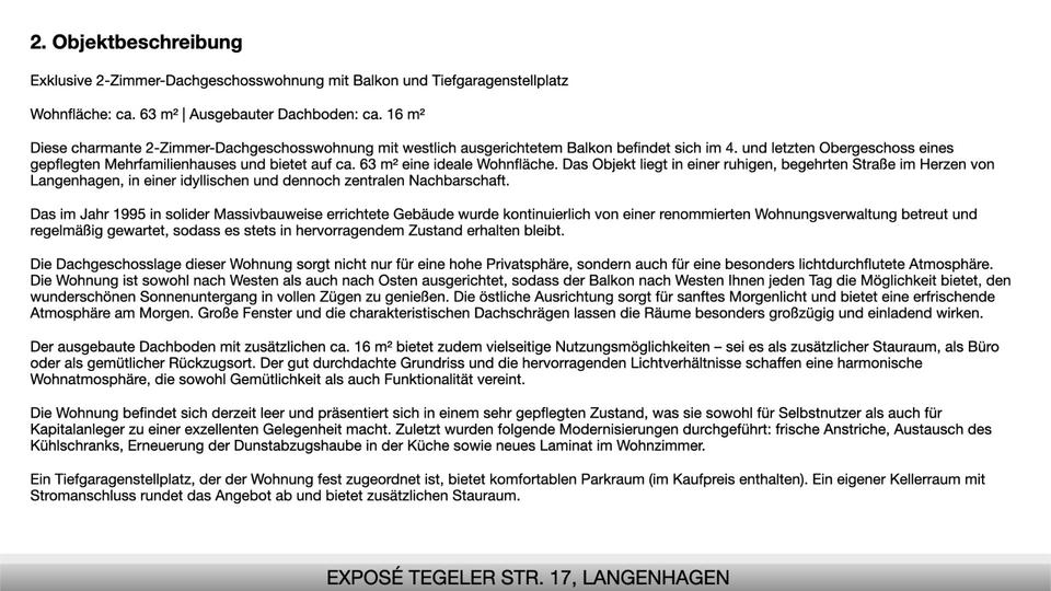 Prov.-freie, Exklusive DG-Wohnung mit EBK, Balkon & TG-Stellp. 2.5 zimmer