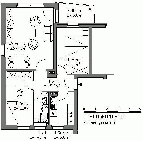 Erdgeschoßwohnung Hannover Döhren-Wülfel - 3 Zimmer, 59 m&sup2;, 688&euro; | Angebot:25140429