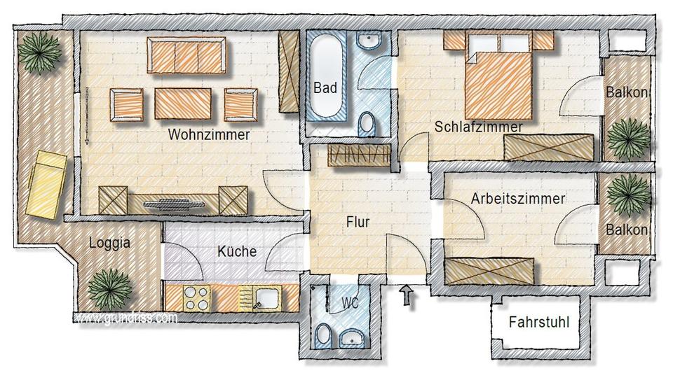 Etagenwohnung Hannover Buchholz-Kleefeld - 3 Zimmer, 110 m&sup2;, 1.265&euro; | Angebot:25976451