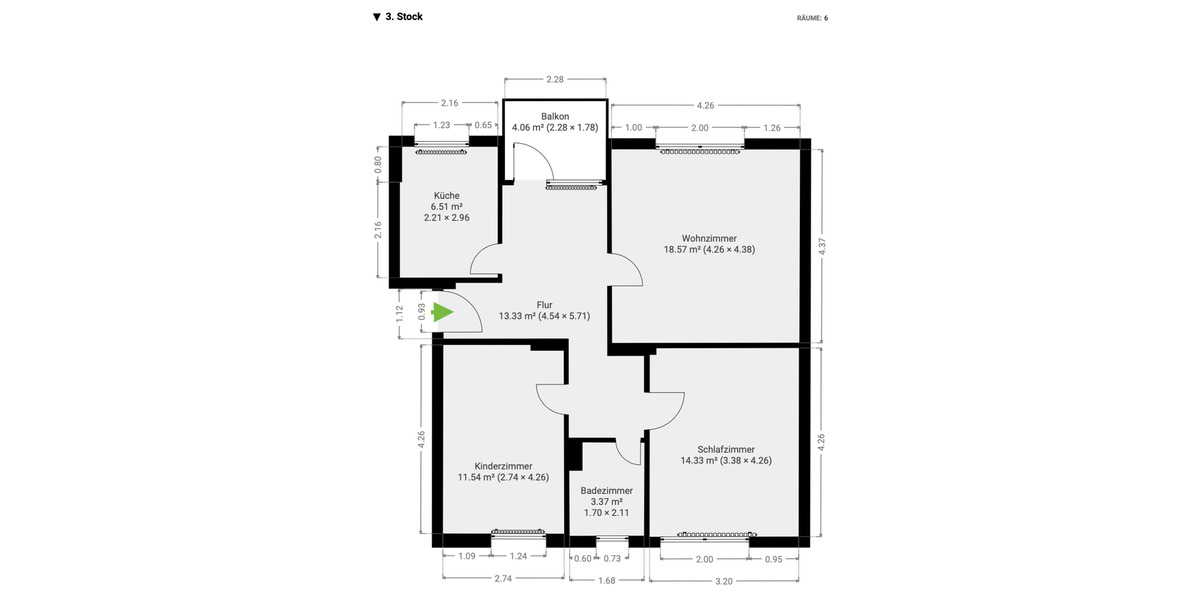 Etagenwohnung Hannover Herrenhausen-Stöcken - 3 Zimmer, 70 m&sup2;, 242.000&euro; | Angebot:24640500