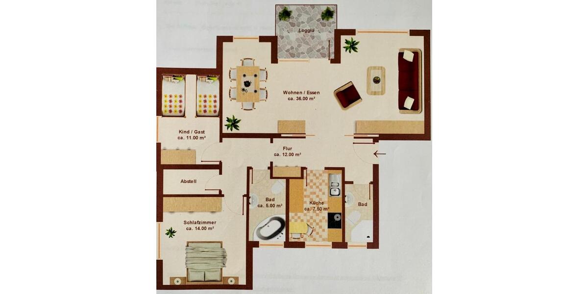 Etagenwohnung Wunstorf - 3 Zimmer, 93 m&sup2;, 1.200&euro; | Angebot:26483385