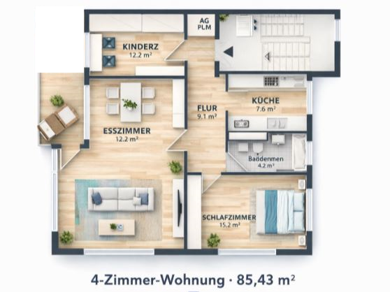 Bezugsfrei - lichtdurchflutete Wohnung mit Balkon 3 zimmer