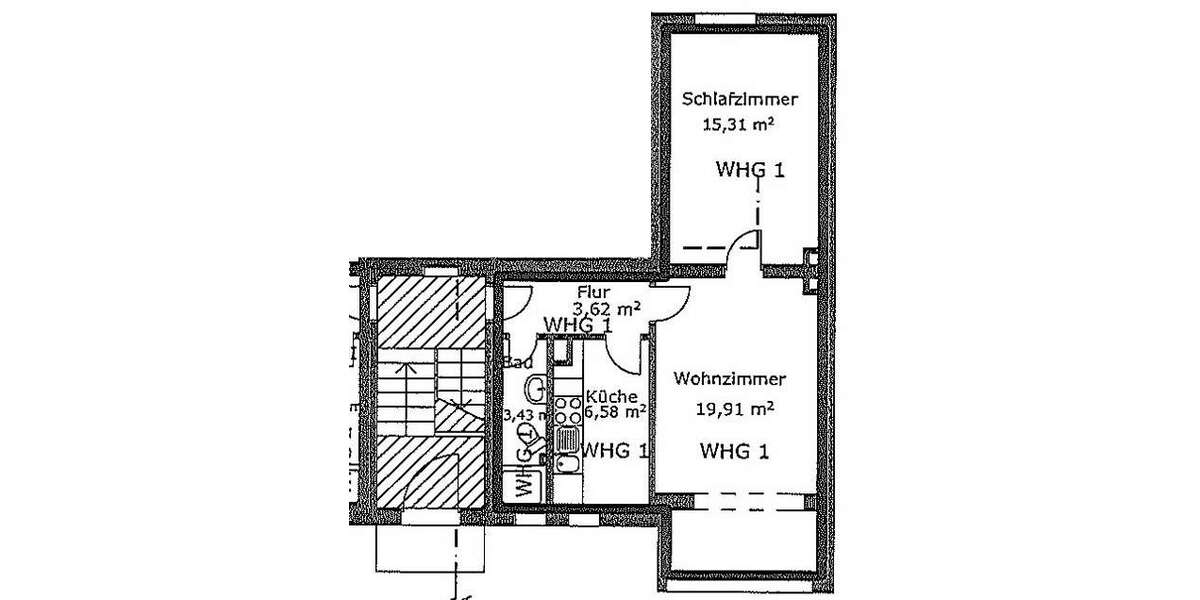 Etagenwohnung Hannover Badenstedt - 2 Zimmer, 50 m&sup2;, 179.000&euro; | Angebot:26699735