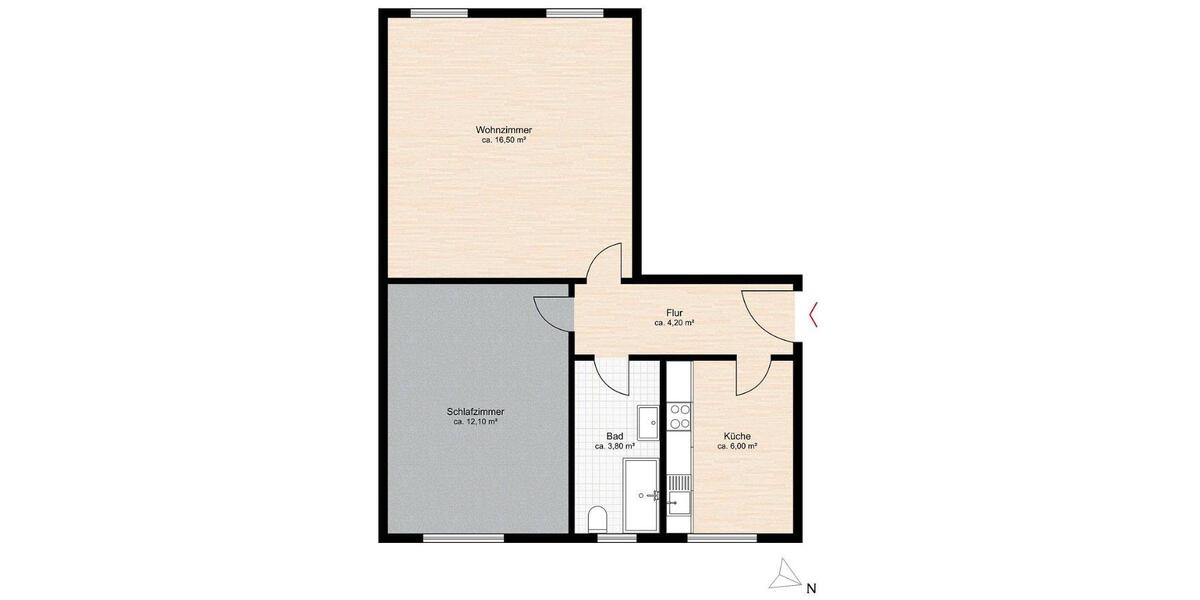 Etagenwohnung Hannover Döhren-Wülfel - 2 Zimmer, 42 m&sup2;, 567&euro; | Angebot:26639377