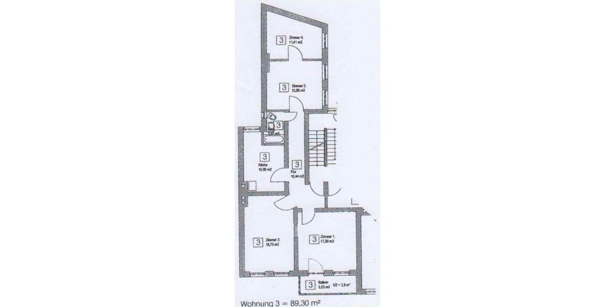 Etagenwohnung Hannover Nord - 4 Zimmer, 89 m&sup2;, 390&euro; | Angebot:27544765