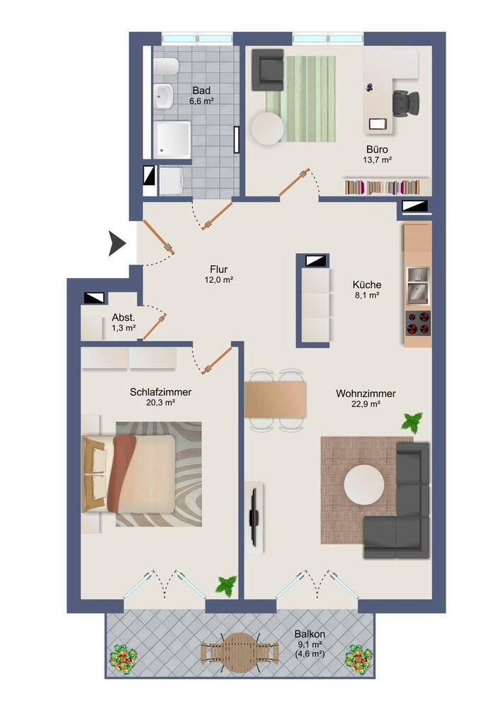 Attraktive 3-Zimmer-Wohnung mit Balkon in Hannover-Vahrenwald