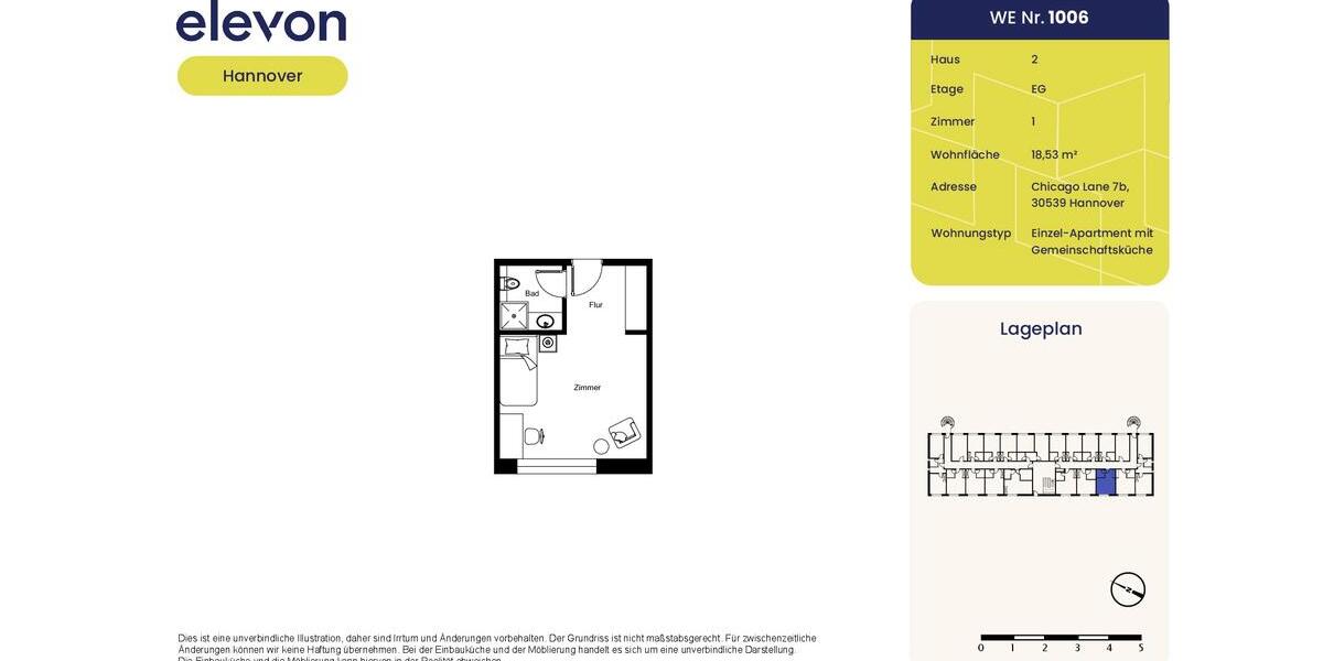Erdgeschoßwohnung Hannover Döhren-Wülfel - 1 Zimmer, 19 m&sup2;, 324&euro; | Angebot:25377516