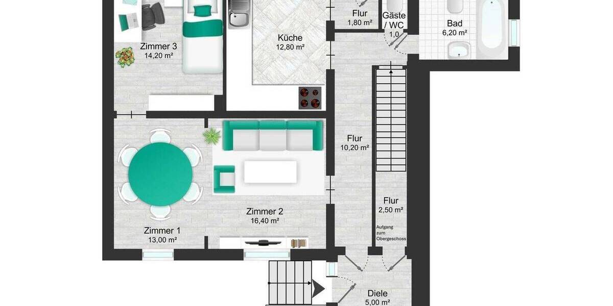 Endlich Eigentum: 2 große helle Zimmer, wertbeständig mit Gartenanteil 2 zimmer