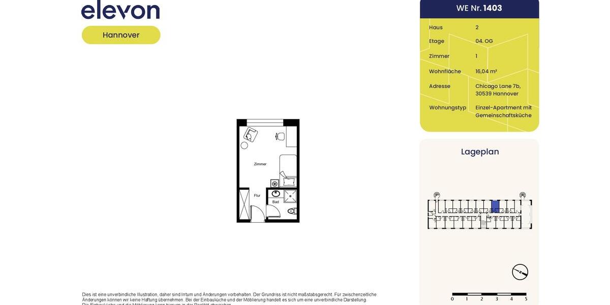 Erdgeschoßwohnung Hannover Döhren-Wülfel - 1 Zimmer, 16 m&sup2;, 304&euro; | Angebot:25542234