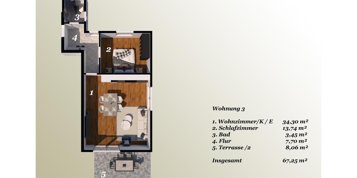 Etagenwohnung Langenhagen Engelbostel - 2 Zimmer, 67 m&sup2;, 870&euro; | Angebot:26200872