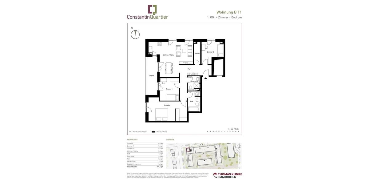 Etagenwohnung Hannover Vahrenwald-List - 4 Zimmer, 106 m&sup2;, 1.564&euro; | Angebot:26248041