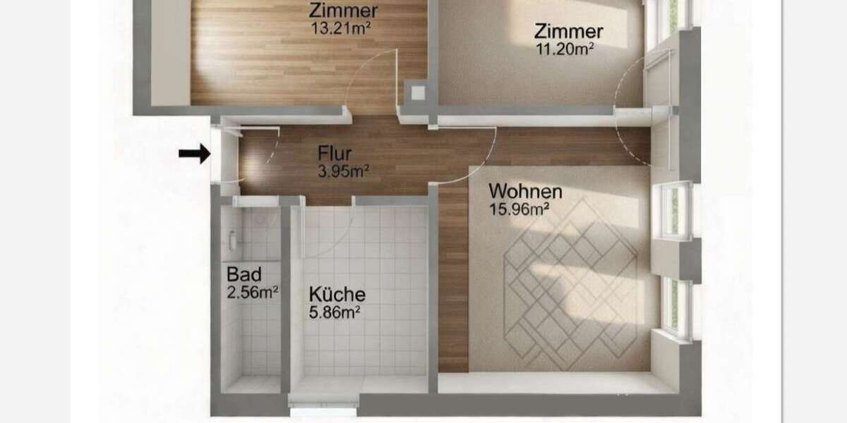 Etagenwohnung Hannover Döhren-Wülfel - 3 Zimmer, 53 m&sup2;, 139.000&euro; | Angebot:25366707