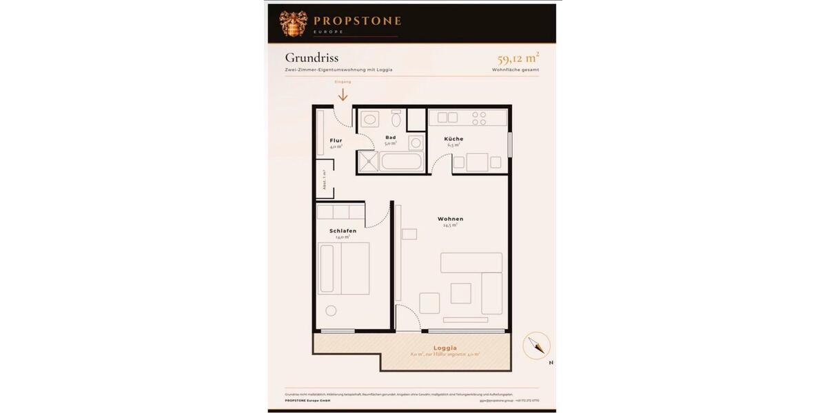 Terrassenwohnung Hannover Döhren-Wülfel - 2 Zimmer, 59 m&sup2;, 219.000&euro; | Angebot:27470333
