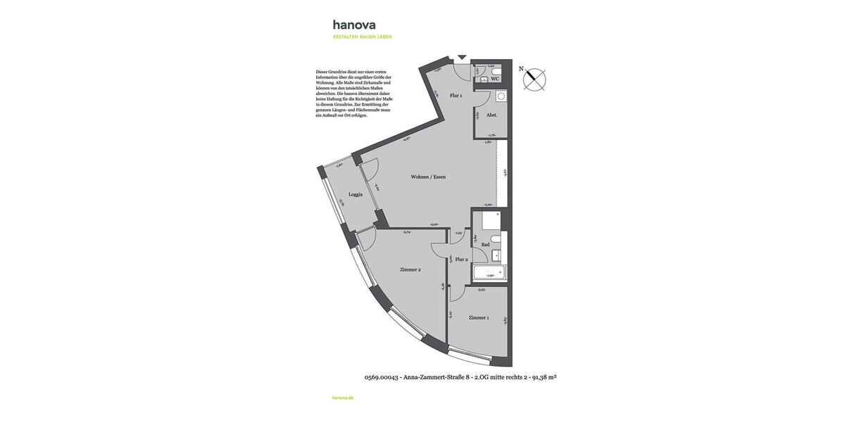 Etagenwohnung Hannover Südstadt - 3 Zimmer, 91 m&sup2;, 1.464&euro; | Angebot:26442923