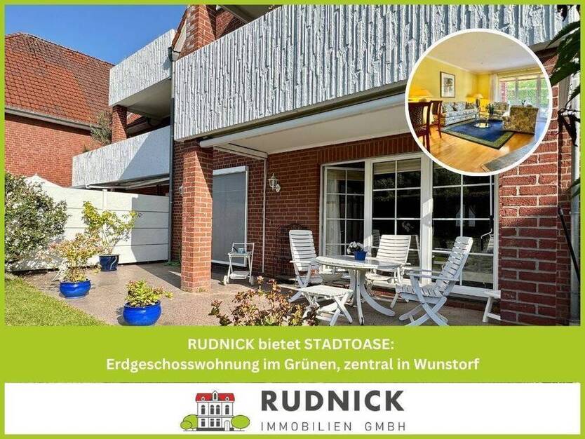 RUDNICK bietet STADTOASE: Erdgeschoßwohnung im Grünen, zentral in Wunstorf