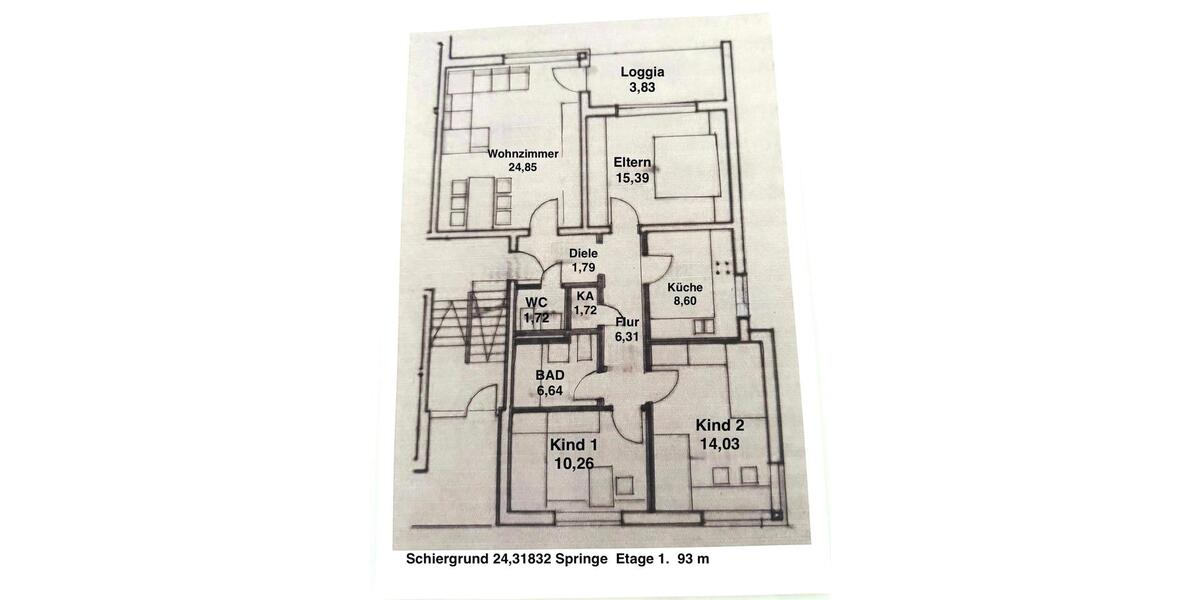 Etagenwohnung Springe - 4 Zimmer, 93 m&sup2;, 135.000&euro; | Angebot:26533672