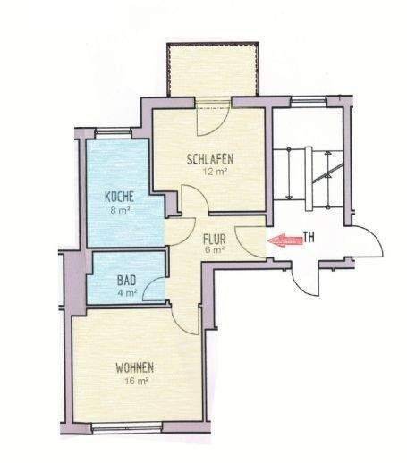 Etagenwohnung Hildesheim Neustadt - 2 Zimmer, 49 m&sup2;, 480&euro; | Angebot:26894123