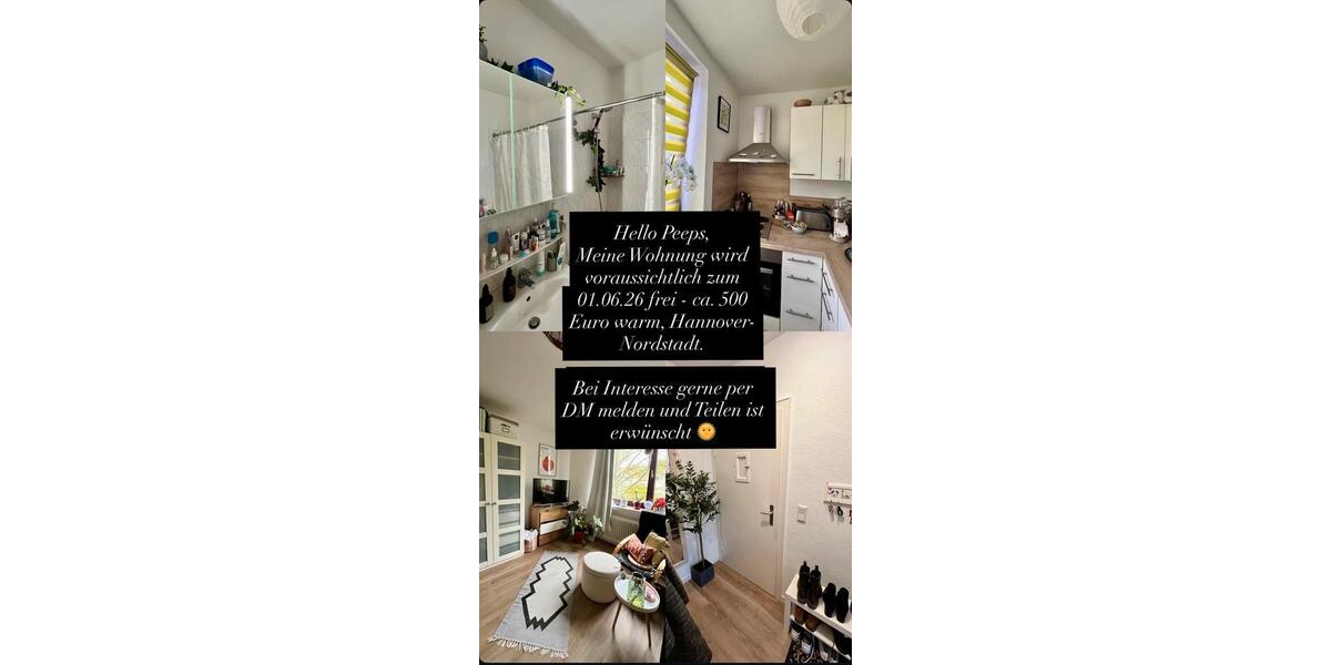 Etagenwohnung Hannover Nord - 1 Zimmer, 32 m&sup2;, 500&euro; | Angebot:26322930