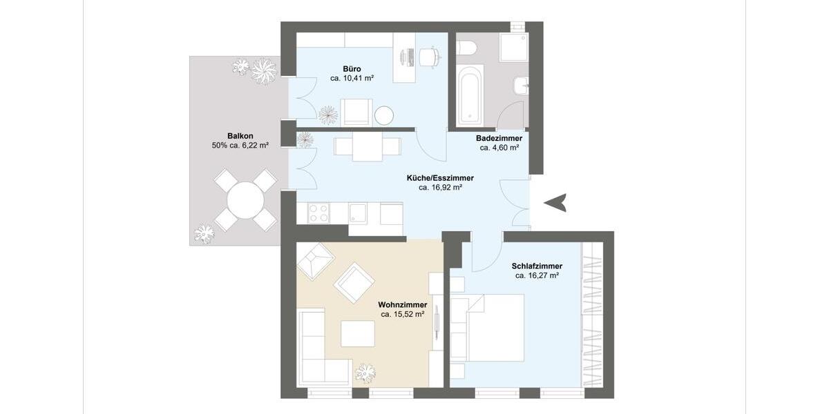 Etagenwohnung Hannover Vahrenwald-List - 3 Zimmer, 70 m&sup2;, 1.275&euro; | Angebot:26066025