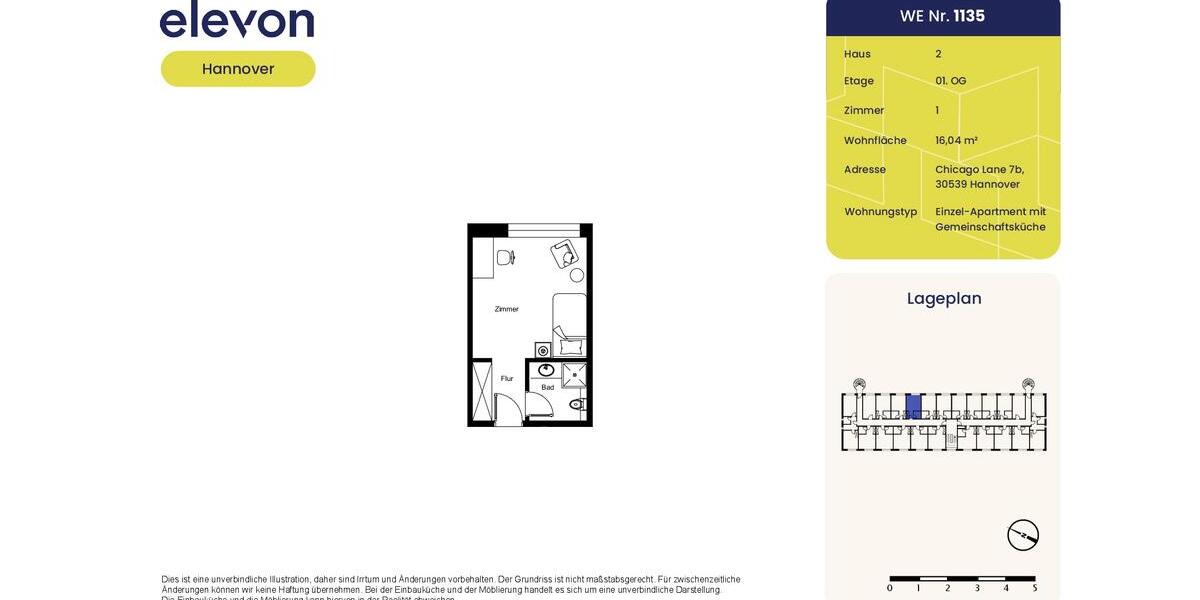 Erdgeschoßwohnung Hannover Döhren-Wülfel - 1 Zimmer, 16 m&sup2;, 304&euro; | Angebot:26129706