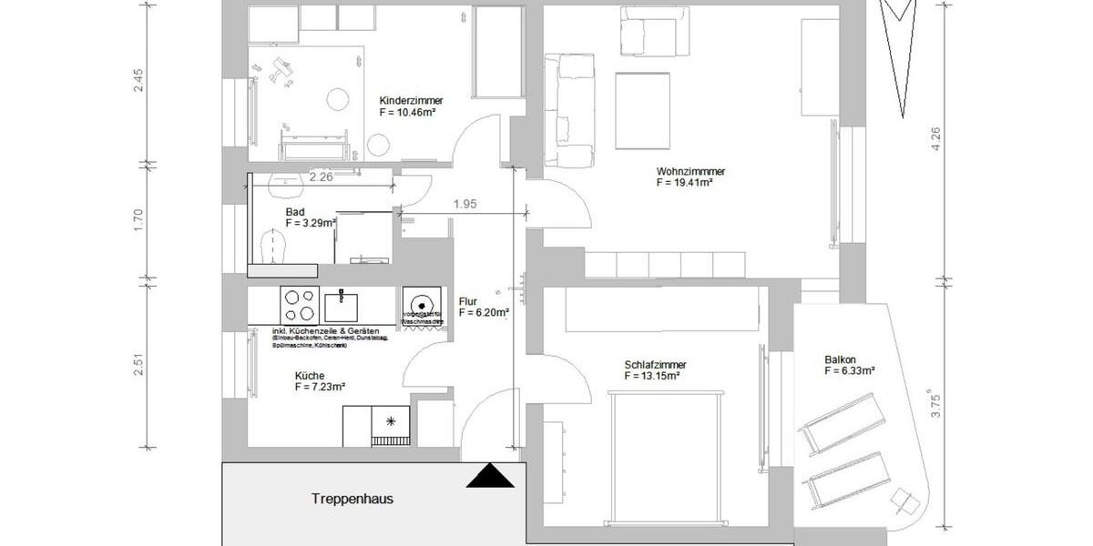 Etagenwohnung Hannover Nord - 3 Zimmer, 63 m&sup2;, 1.075&euro; | Angebot:25169164