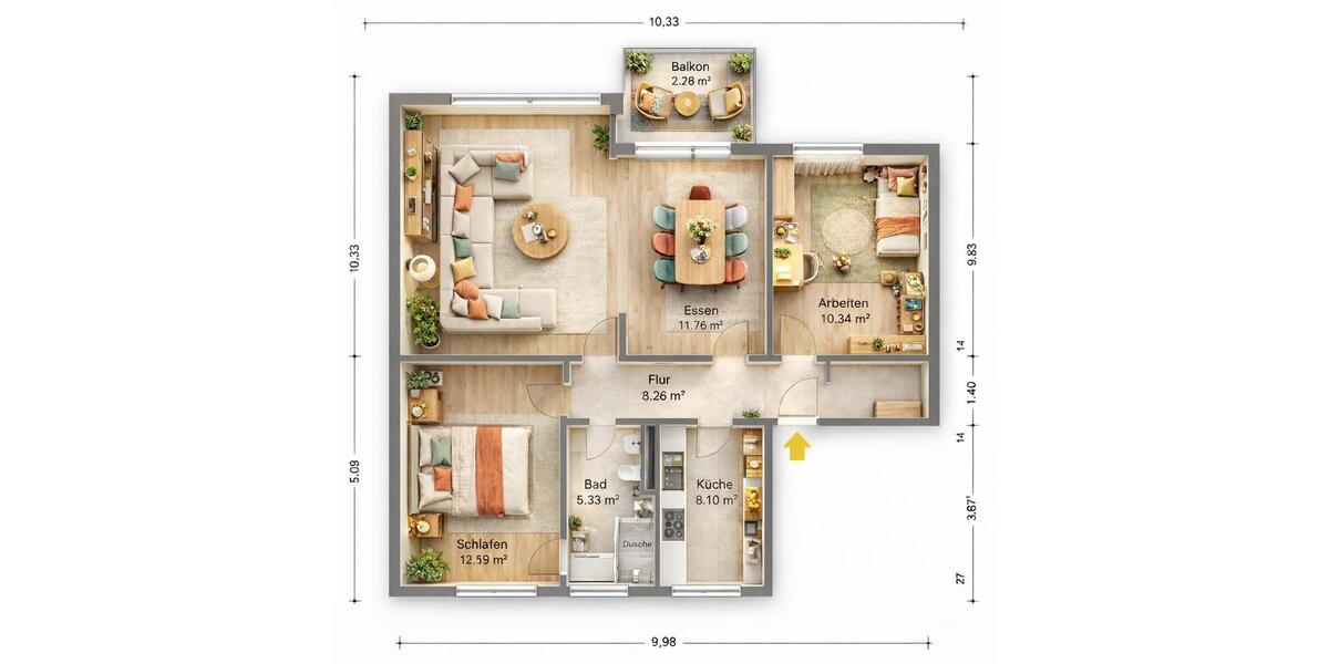 Etagenwohnung Isernhagen - 4 Zimmer, 84 m&sup2;, 215.000&euro; | Angebot:26962137