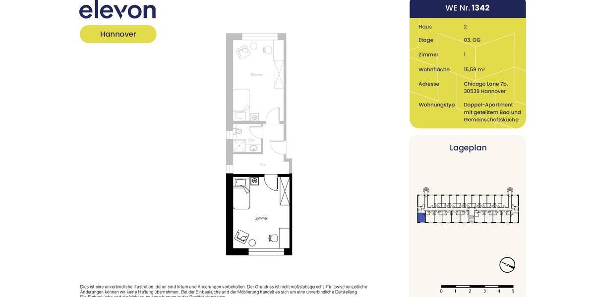 Erdgeschoßwohnung Hannover Döhren-Wülfel - 1 Zimmer, 16 m&sup2;, 274&euro; | Angebot:26232160