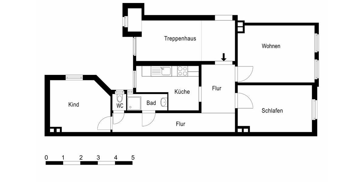 Etagenwohnung Hannover Herrenhausen-Stöcken - 3 Zimmer, 60 m&sup2;, 630&euro; | Angebot:26566001