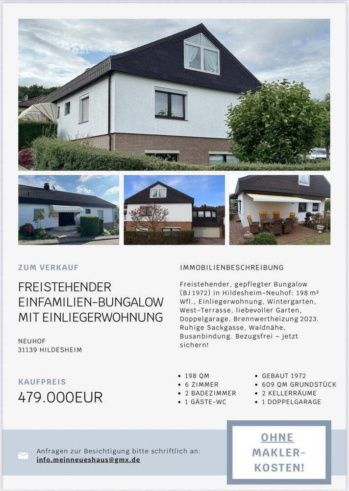 Freistehender Einfamilienhaus-Bungalow mit EinliegerWohnung