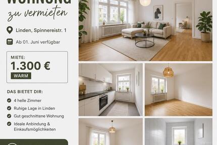Wohnung Hannover Linden-Limmer - 4 Zimmer, 100 m&sup2;, 1.300&euro; | Angebot:26635554