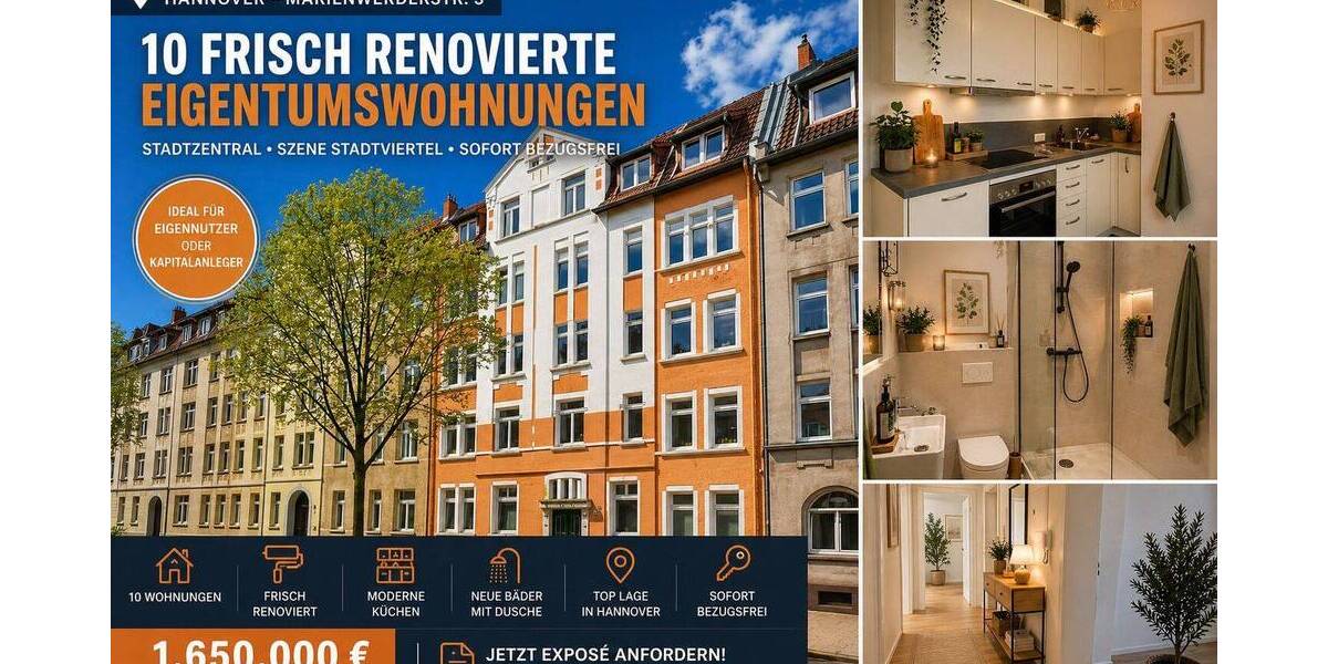 Mehrfamilienhaus, Wohnhaus Hannover Linden-Mitte - 3 Zimmer, 594 m&sup2;, 1.650.000&euro; | Angebot:26450408