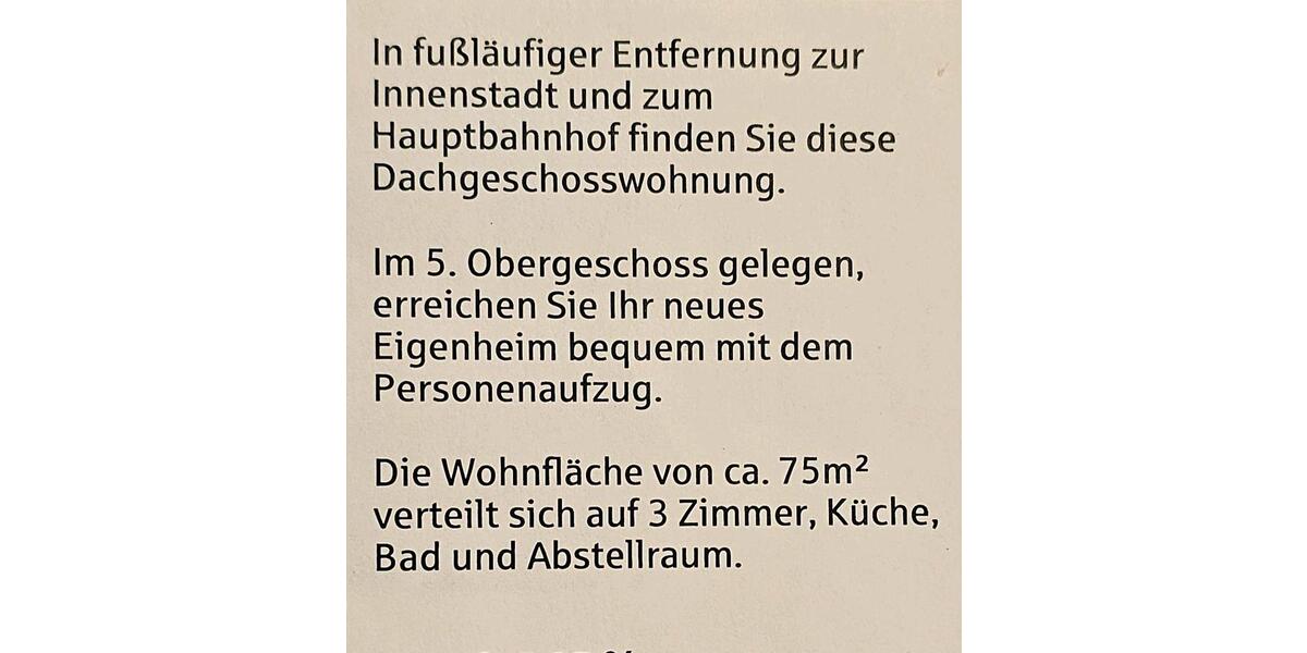 Etagenwohnung Hildesheim Himmelsthür - 3 Zimmer, 75 m&sup2;, 95.000&euro; | Angebot:26548936