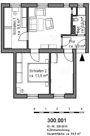 Etagenwohnung Hannover Herrenhausen-Stöcken - 2 Zimmer, 55 m&sup2;, 614&euro; | Angebot:26584319