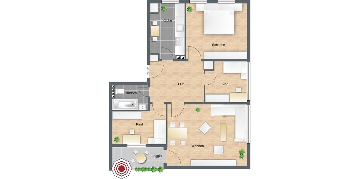 Erdgeschoßwohnung Hannover Herrenhausen-Stöcken - 3.5 Zimmer, 75 m&sup2;, 804&euro; | Angebot:26377148