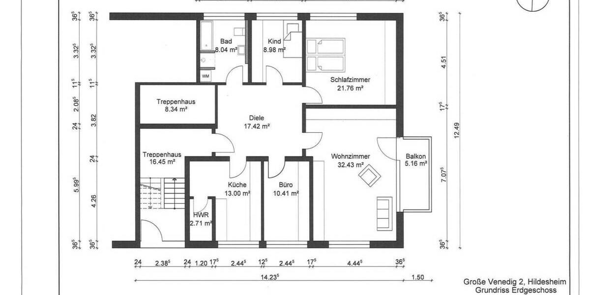 Etagenwohnung Hildesheim Süd - 4 Zimmer, 116 m&sup2;, 1.095&euro; | Angebot:26433953