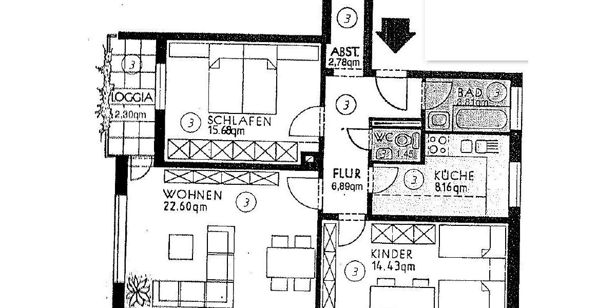 Etagenwohnung Hannover Vahrenwald-List - 3 Zimmer, 78 m&sup2;, 324.000&euro; | Angebot:26532085