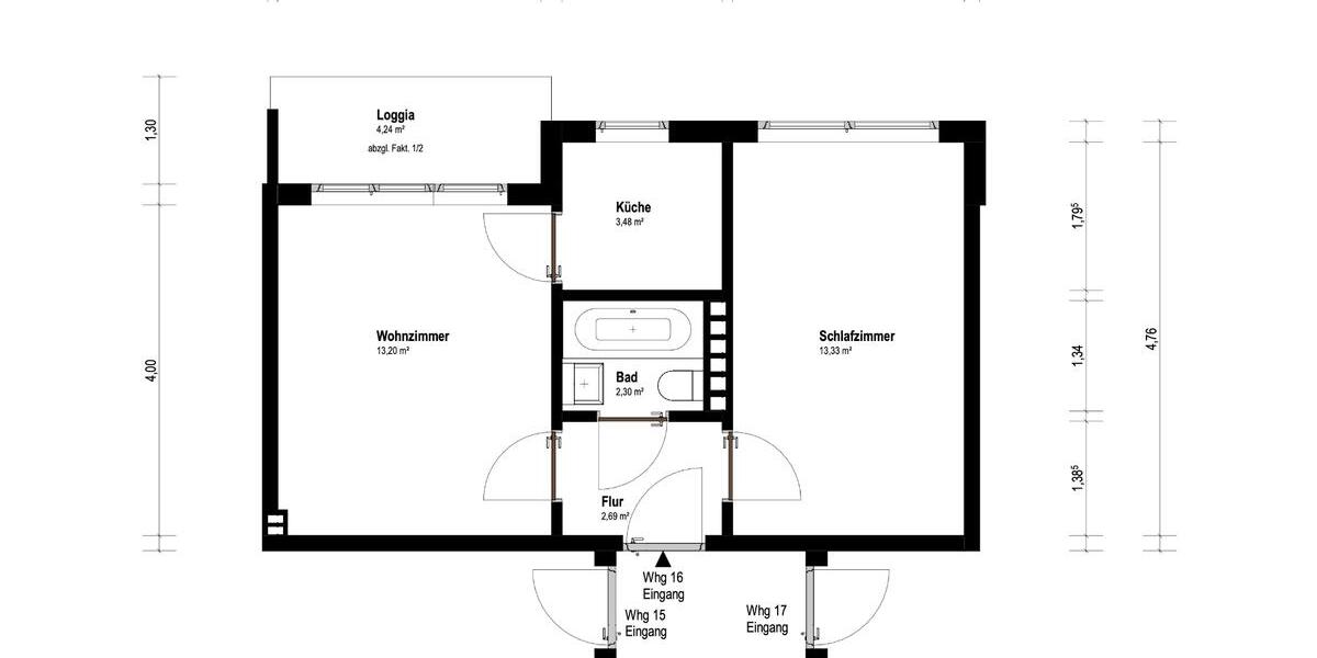 Etagenwohnung Hannover Döhren-Wülfel - 2 Zimmer, 37 m&sup2;, 670&euro; | Angebot:26340677