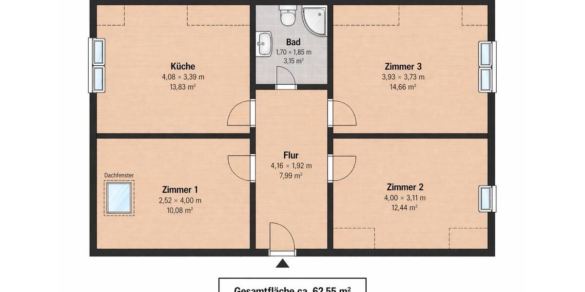 Dachgeschoßwohnung Hildesheim - 3 Zimmer, 63 m&sup2;, 990&euro; | Angebot:26297080