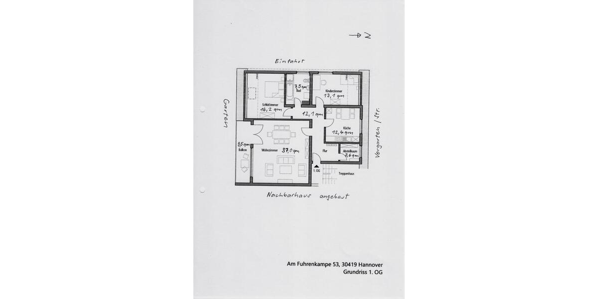 Etagenwohnung Hannover Herrenhausen-Stöcken - 3 Zimmer, 104 m&sup2;, 1.050&euro; | Angebot:27625415