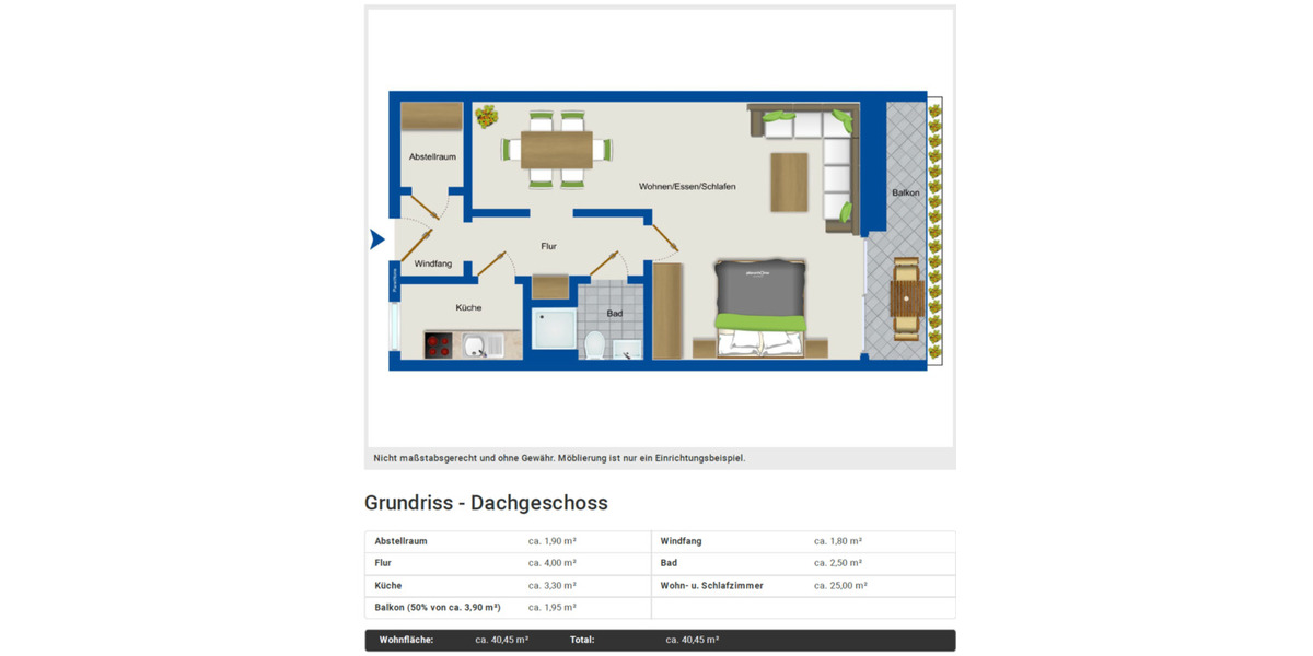 Hochparterre Hannover Ahlem-Badenstedt-Davenstedt - 1.5 Zimmer, 39 m&sup2;, 89.000&euro; | Angebot:22552813