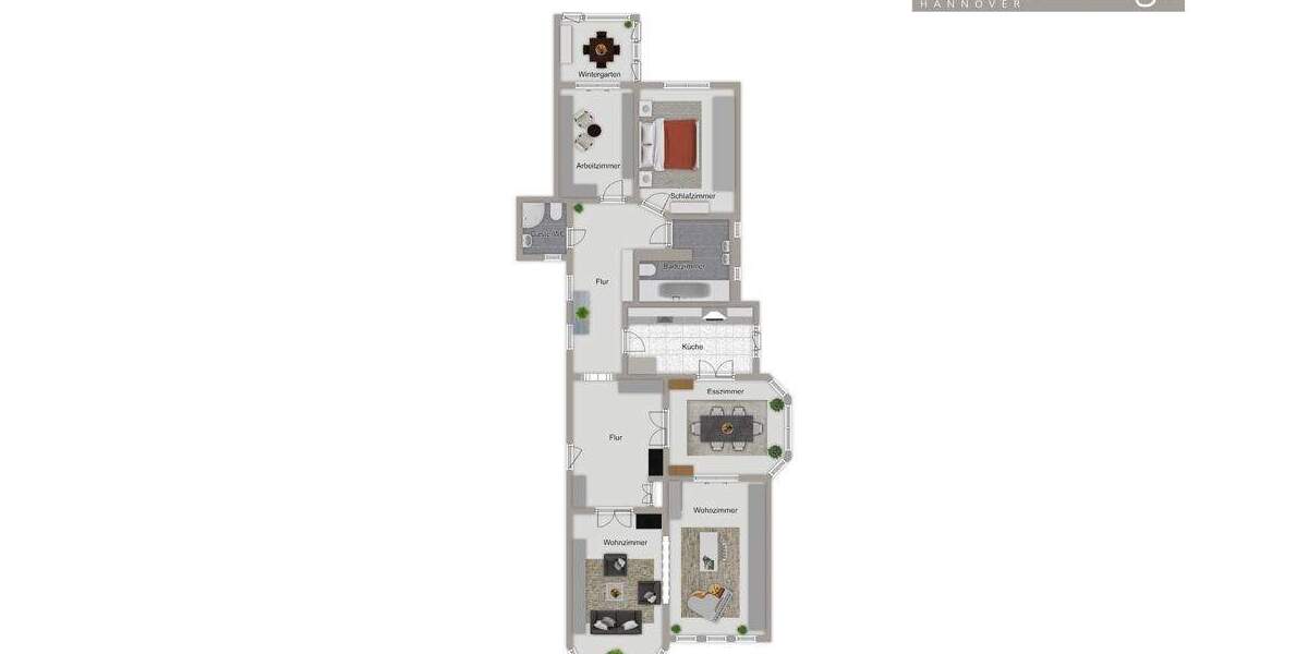 Etagenwohnung Hannover / Herrenhausen Herrenhausen - 5 Zimmer, 176 m&sup2;, 795.000&euro; | Angebot:25399631