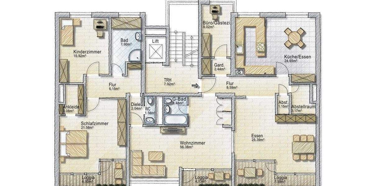 Etagenwohnung Hannover / Anderten Anderten - 4 Zimmer, 175 m&sup2;, 395.000&euro; | Angebot:25196775