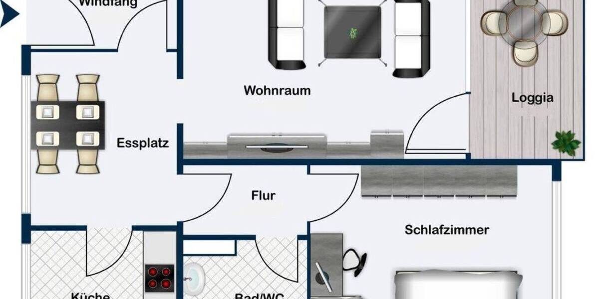 Etagenwohnung Laatzen Laatzen-Mitte - 2 Zimmer, 57 m&sup2;, 119.000&euro; | Angebot:26472259